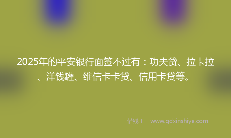 2025年的平安银行面签不过有：功夫贷、拉卡拉、洋钱罐、维信卡卡贷、信用卡贷等。