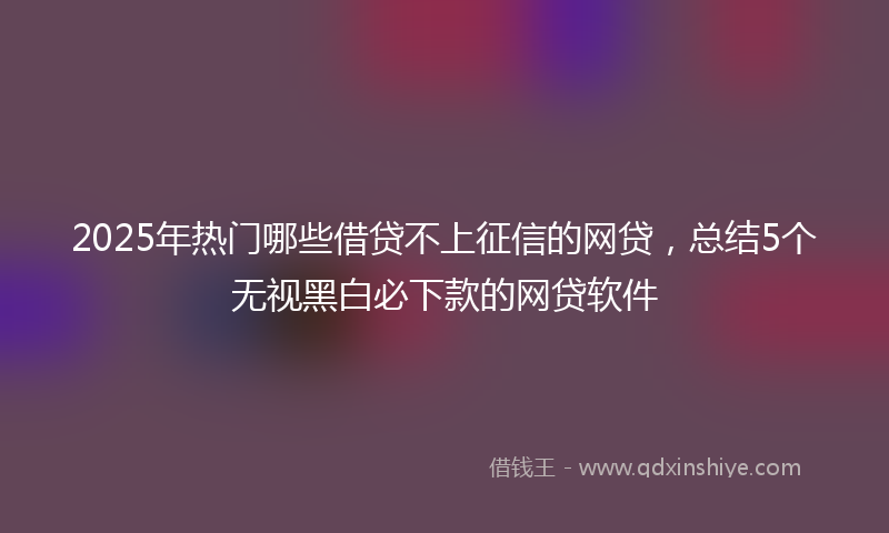 2025年热门哪些借贷不上征信的网贷，总结5个无视黑白必下款的网贷软件