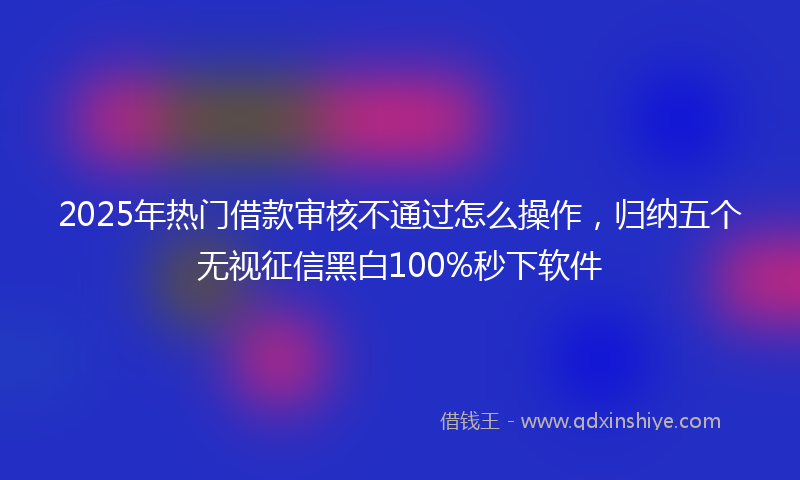 2025年热门借款审核不通过怎么操作，归纳五个无视征信黑白100%秒下软件