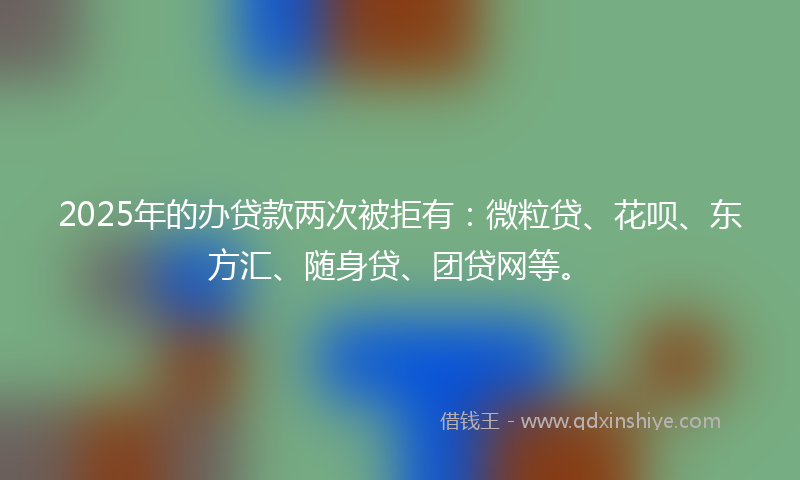 2025年的办贷款两次被拒有：微粒贷、花呗、东方汇、随身贷、团贷网等。