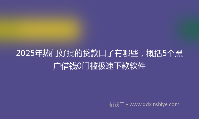 2025年热门好批的贷款口子有哪些，概括5个黑户借钱0门槛极速下款软件