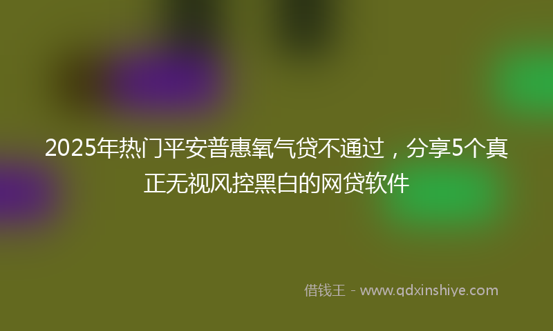 2025年热门平安普惠氧气贷不通过，分享5个真正无视风控黑白的网贷软件