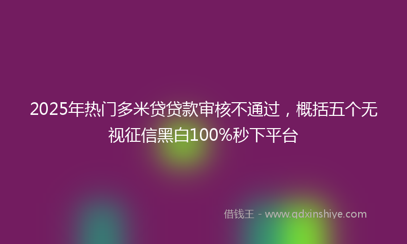 2025年热门多米贷贷款审核不通过，概括五个无视征信黑白100%秒下平台