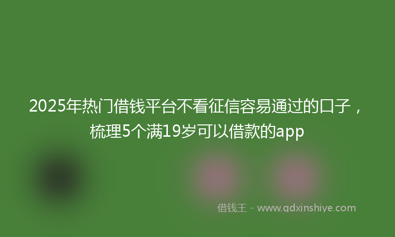 2025年热门借钱平台不看征信容易通过的口子，梳理5个满19岁可以借款的app