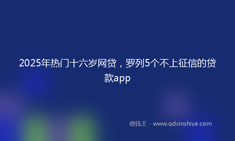 2025年热门十六岁网贷，罗列5个不上征信的贷款app