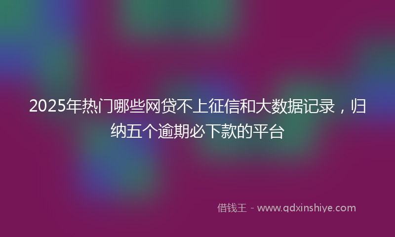 2025年热门哪些网贷不上征信和大数据记录，归纳五个逾期必下款的平台
