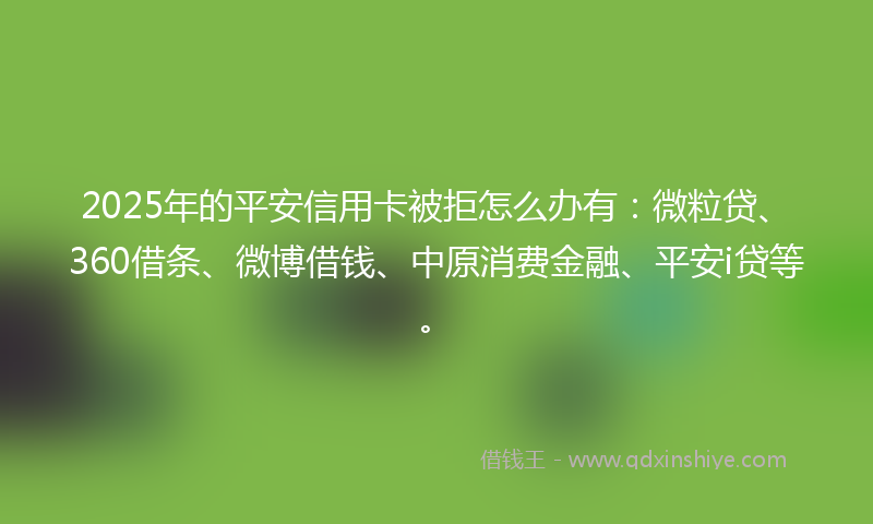 2025年的平安信用卡被拒怎么办有：微粒贷、360借条、微博借钱、中原消费金融、平安i贷等。