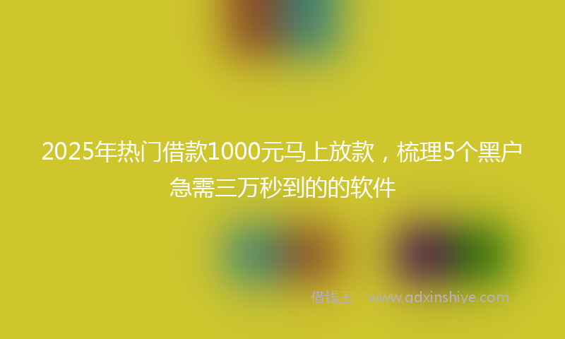 2025年热门借款1000元马上放款，梳理5个黑户急需三万秒到的的软件