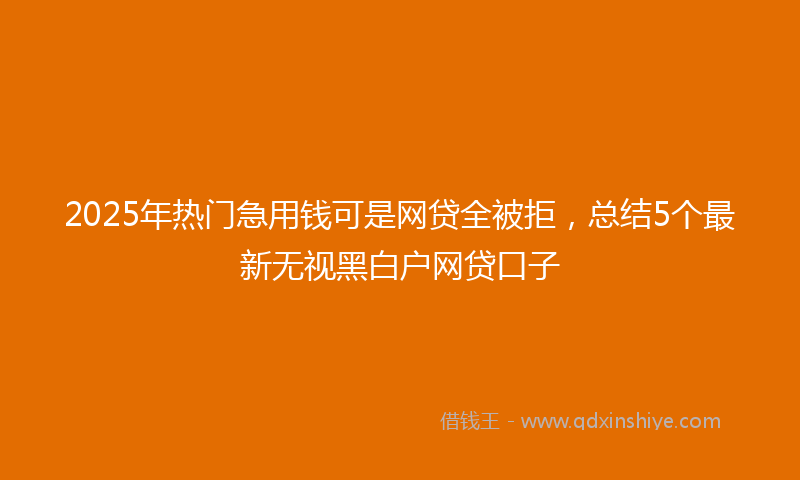 2025年热门急用钱可是网贷全被拒，总结5个最新无视黑白户网贷口子