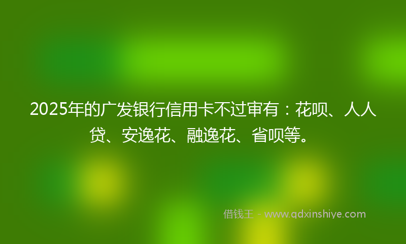 2025年的广发银行信用卡不过审有：花呗、人人贷、安逸花、融逸花、省呗等。