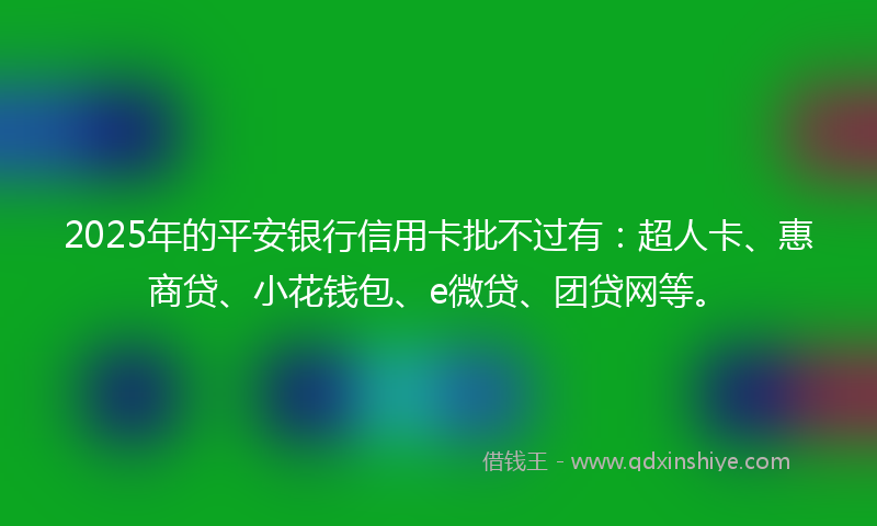 2025年的平安银行信用卡批不过有：超人卡、惠商贷、小花钱包、e微贷、团贷网等。