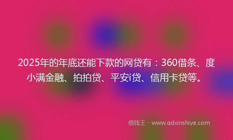 2025年的年底还能下款的网贷有：360借条、度小满金融、拍拍贷、平安i贷、信用卡贷等。
