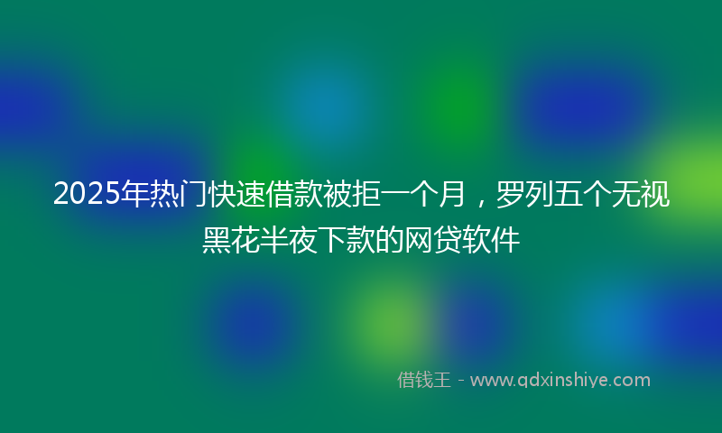 2025年热门快速借款被拒一个月，罗列五个无视黑花半夜下款的网贷软件