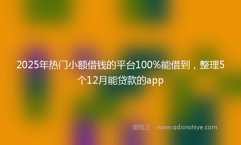 2025年热门小额借钱的平台100%能借到，整理5个12月能贷款的app