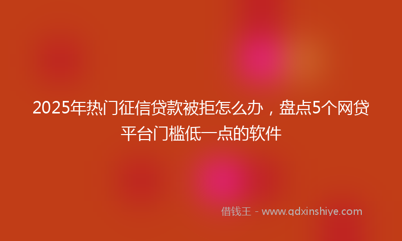 2025年热门征信贷款被拒怎么办，盘点5个网贷平台门槛低一点的软件