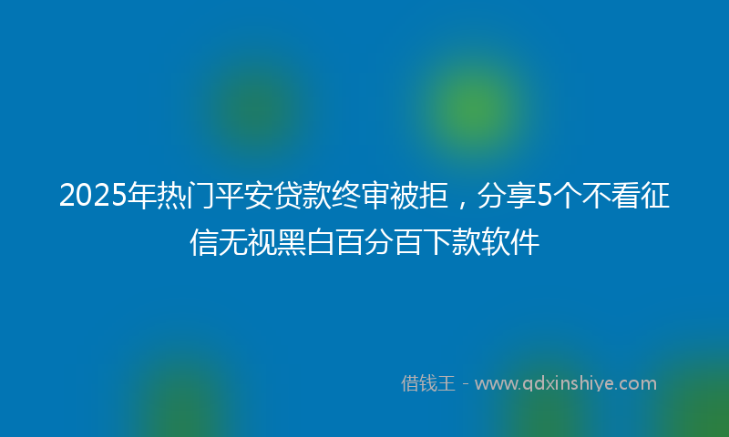 2025年热门平安贷款终审被拒，分享5个不看征信无视黑白百分百下款软件