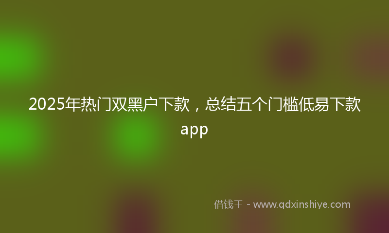 2025年热门双黑户下款，总结五个门槛低易下款app