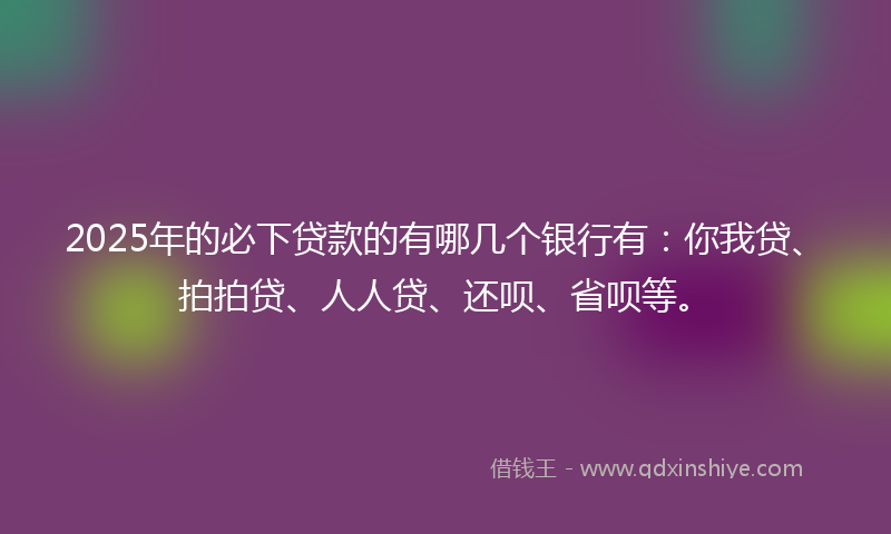 2025年的必下贷款的有哪几个银行有：你我贷、拍拍贷、人人贷、还呗、省呗等。