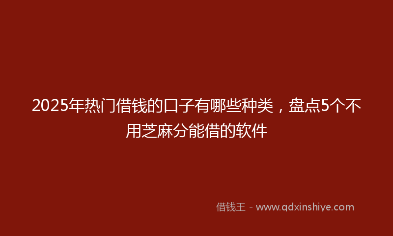 2025年热门借钱的口子有哪些种类，盘点5个不用芝麻分能借的软件