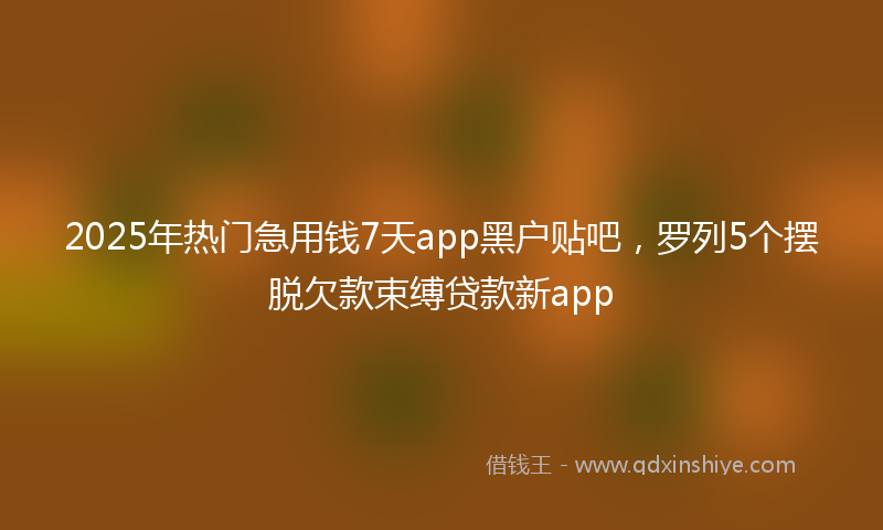 2025年热门急用钱7天app黑户贴吧，罗列5个摆脱欠款束缚贷款新app