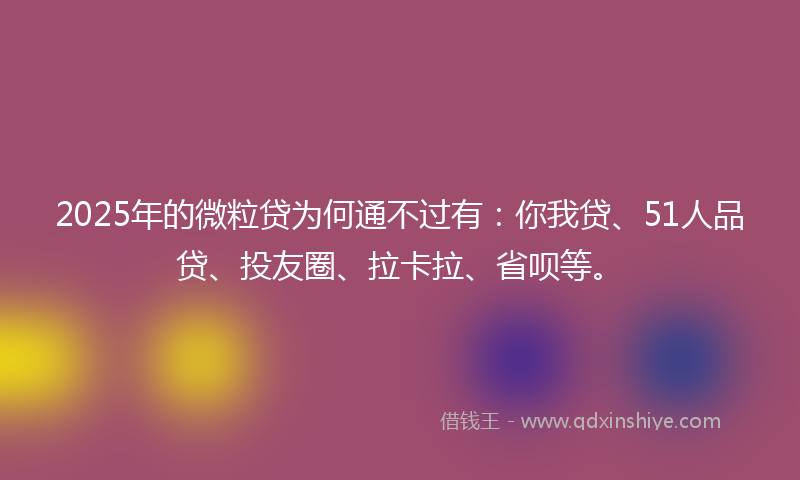 2025年的微粒贷为何通不过有：你我贷、51人品贷、投友圈、拉卡拉、省呗等。
