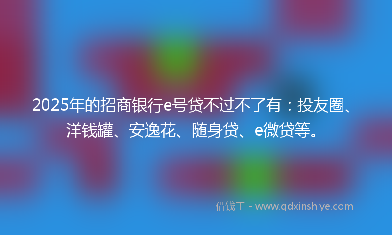 2025年的招商银行e号贷不过不了有：投友圈、洋钱罐、安逸花、随身贷、e微贷等。