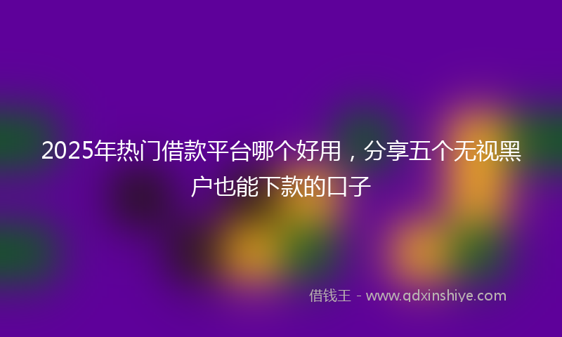 2025年热门借款平台哪个好用，分享五个无视黑户也能下款的口子