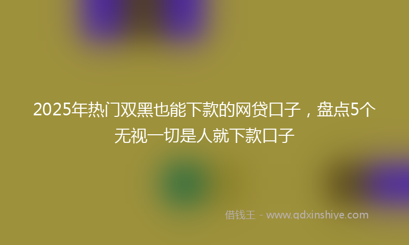 2025年热门双黑也能下款的网贷口子，盘点5个无视一切是人就下款口子