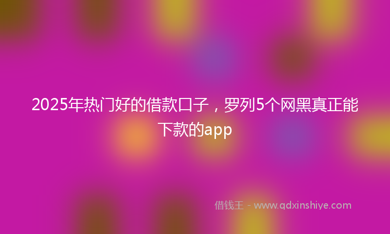 2025年热门好的借款口子，罗列5个网黑真正能下款的app