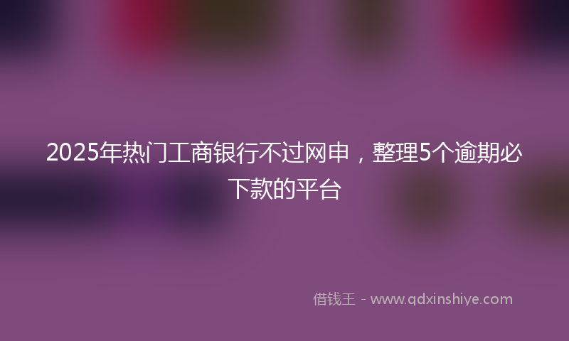 2025年热门工商银行不过网申，整理5个逾期必下款的平台