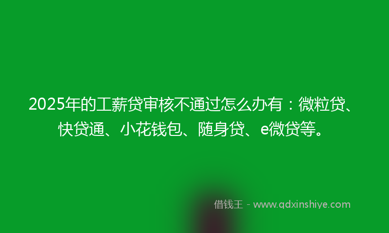 2025年的工薪贷审核不通过怎么办有：微粒贷、快贷通、小花钱包、随身贷、e微贷等。