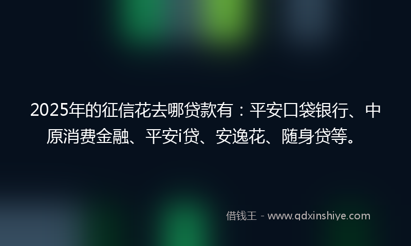 2025年的征信花去哪贷款有：平安口袋银行、中原消费金融、平安i贷、安逸花、随身贷等。
