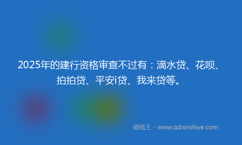 2025年的建行资格审查不过有：滴水贷、花呗、拍拍贷、平安i贷、我来贷等。