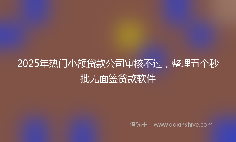 2025年热门小额贷款公司审核不过，整理五个秒批无面签贷款软件