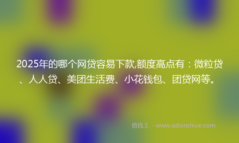 2025年的哪个网贷容易下款,额度高点有：微粒贷、人人贷、美团生活费、小花钱包、团贷网等。