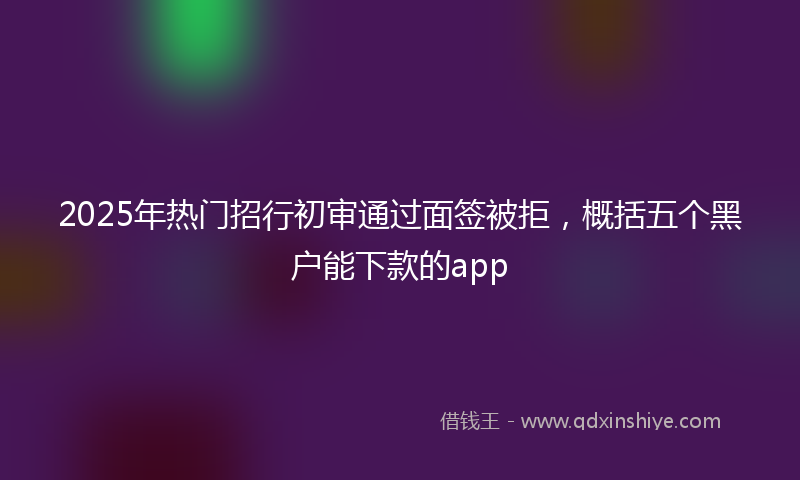 2025年热门招行初审通过面签被拒，概括五个黑户能下款的app
