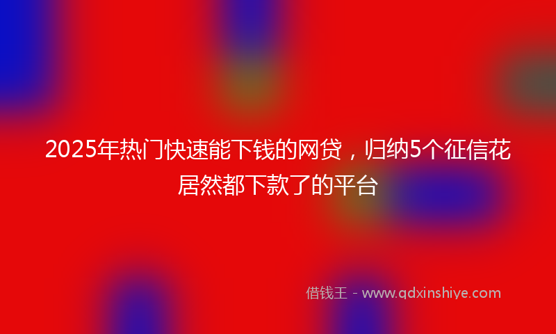 2025年热门快速能下钱的网贷，归纳5个征信花居然都下款了的平台