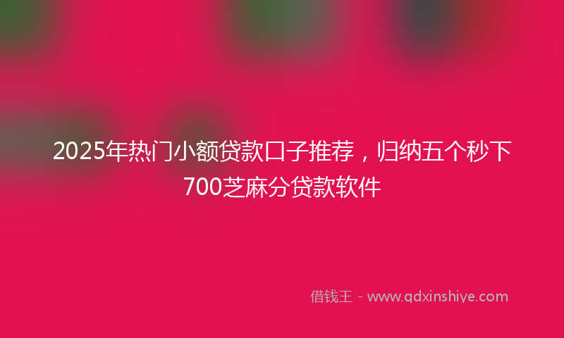 2025年热门小额贷款口子推荐，归纳五个秒下700芝麻分贷款软件