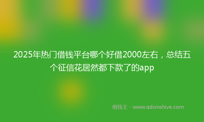 2025年热门借钱平台哪个好借2000左右，总结五个征信花居然都下款了的app