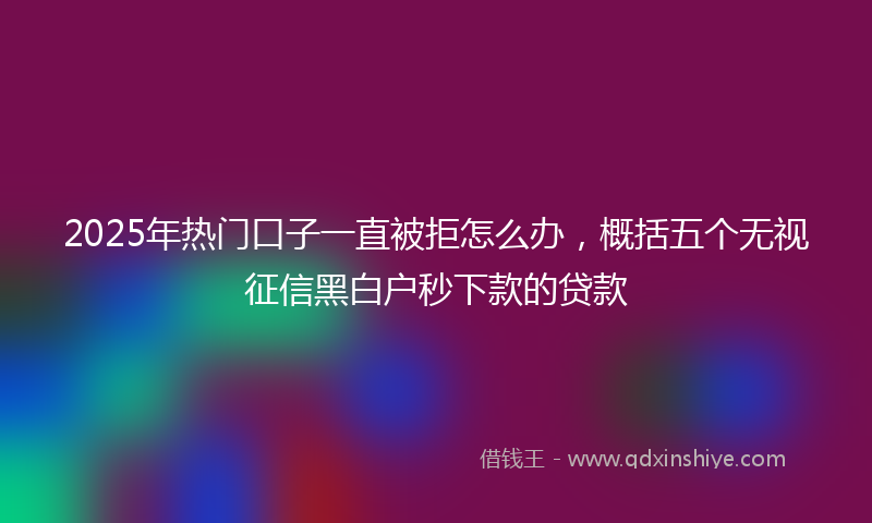 2025年热门口子一直被拒怎么办，概括五个无视征信黑白户秒下款的贷款