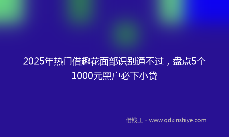 2025年热门借趣花面部识别通不过，盘点5个1000元黑户必下小贷