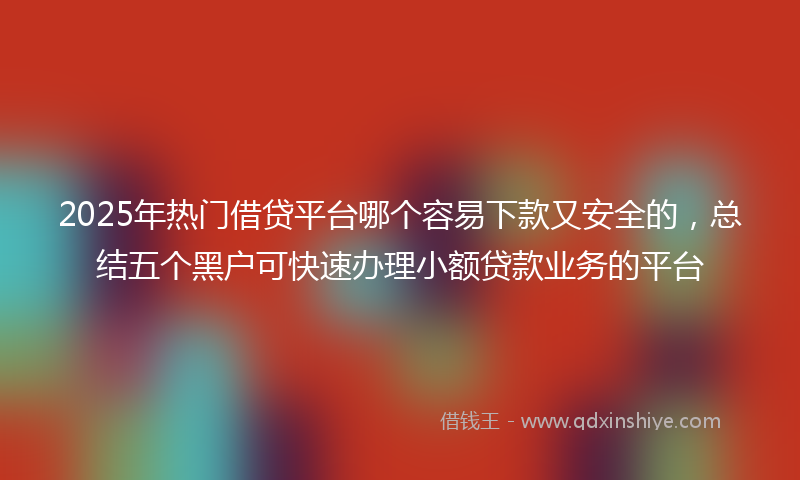 2025年热门借贷平台哪个容易下款又安全的，总结五个黑户可快速办理小额贷款业务的平台