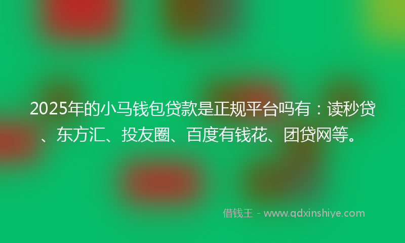 2025年的小马钱包贷款是正规平台吗有：读秒贷、东方汇、投友圈、百度有钱花、团贷网等。