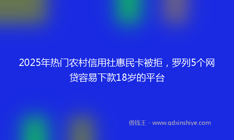 2025年热门农村信用社惠民卡被拒，罗列5个网贷容易下款18岁的平台