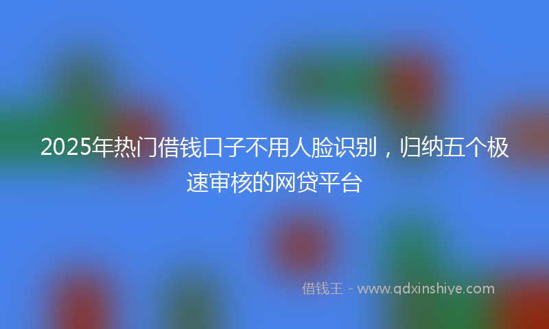 2025年热门借钱口子不用人脸识别，归纳五个极速审核的网贷平台