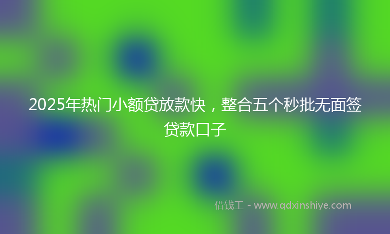 2025年热门小额贷放款快，整合五个秒批无面签贷款口子