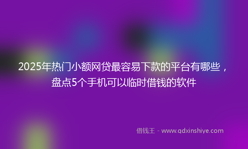 2025年热门小额网贷最容易下款的平台有哪些，盘点5个手机可以临时借钱的软件