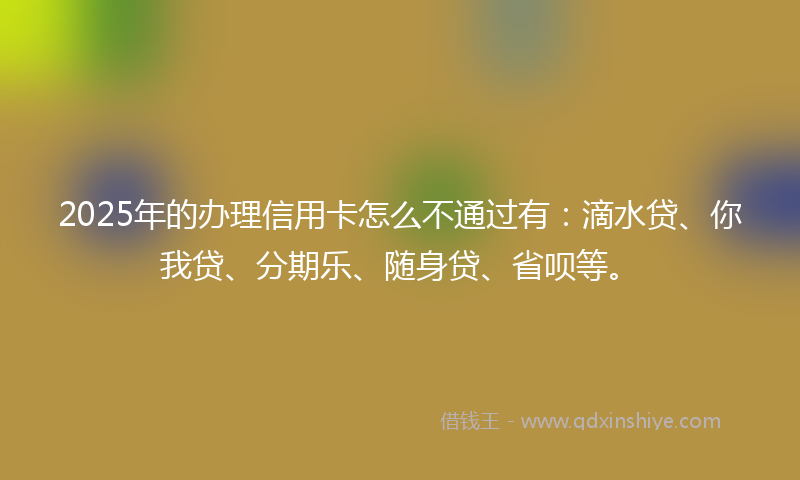 2025年的办理信用卡怎么不通过有：滴水贷、你我贷、分期乐、随身贷、省呗等。