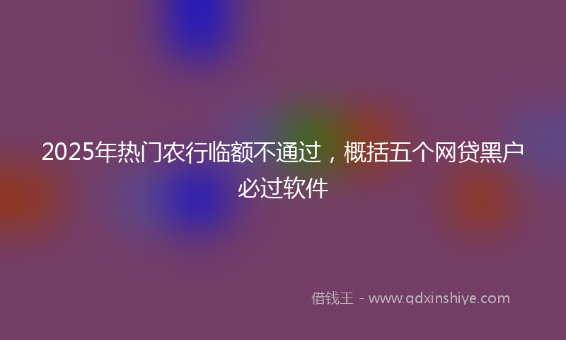 2025年热门农行临额不通过，概括五个网贷黑户必过软件