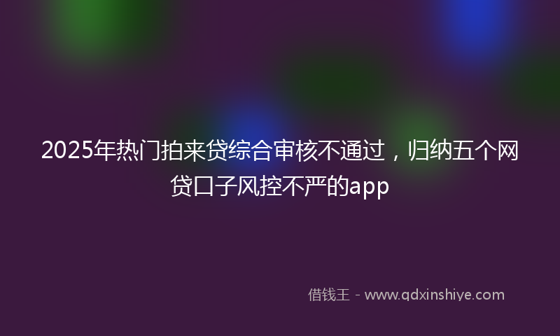 2025年热门拍来贷综合审核不通过，归纳五个网贷口子风控不严的app